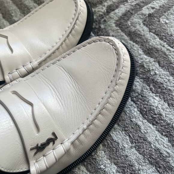 Saint Laurent White Leather Loafers - Picture 4 of 6